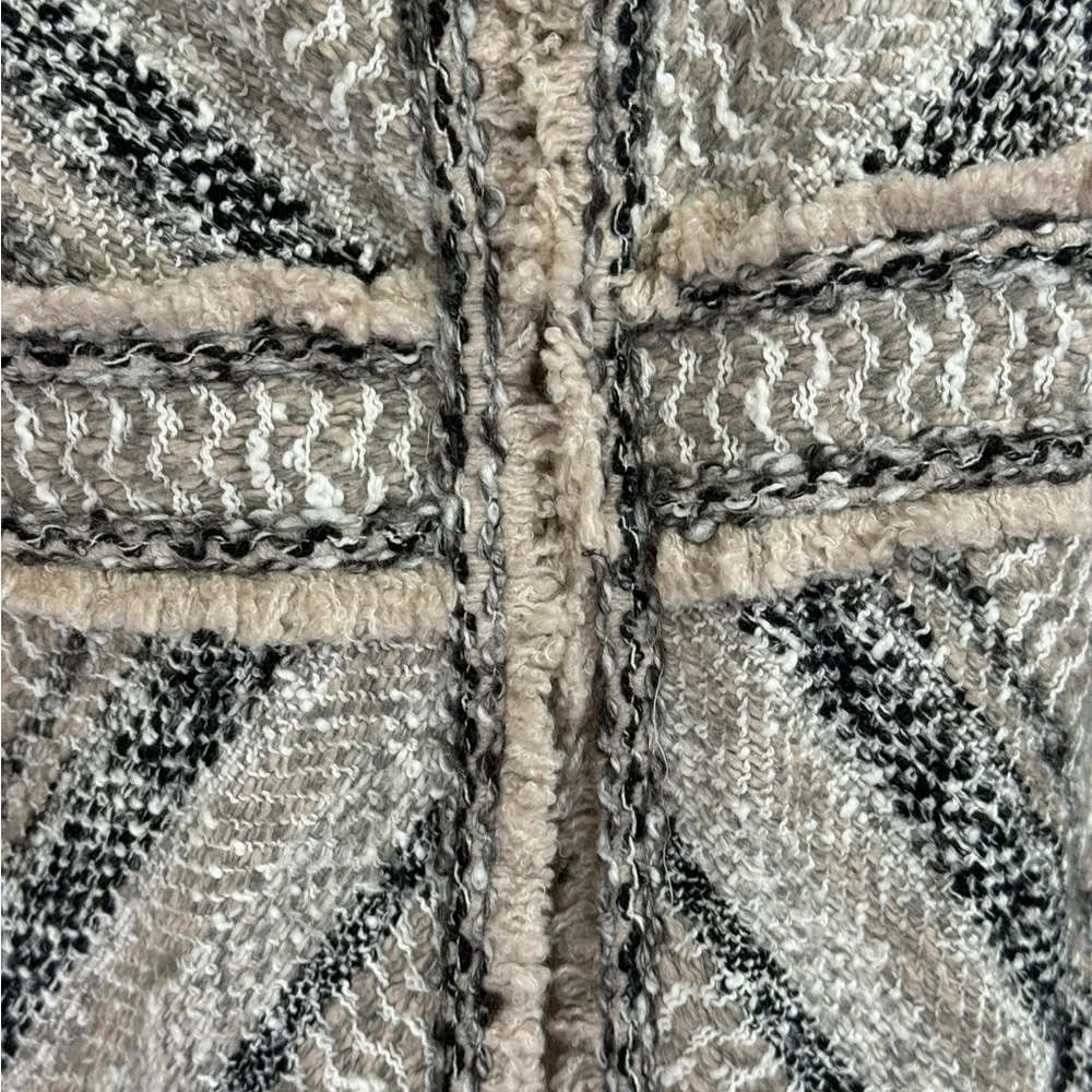 Chico’s Size 1 Knit Coatigan Cardigan Sweater Coatigan Stripe Long Relaxed Boho - Picture 5 of 9